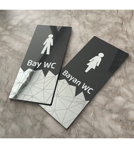 Gümüş Aynalı Dikey WC Yönlendirme Levha Seti Yönlendirmesi