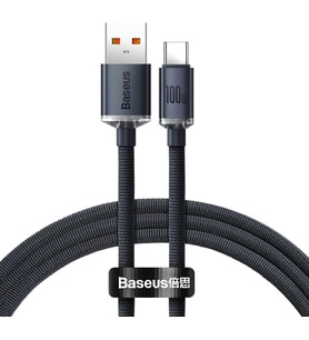 USB-A - Type-C Hızlı Şarj Veri Kablosu 100W 5A 1,2M – Siyah (iPhone ile uyumlu değildir)