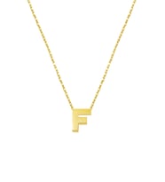 F Harfi Taşsız Minimal Harf Kolye 14 Ayar Altın