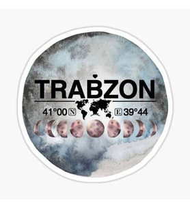 Trabzon ve Ay Gps Harita Sticker Oto Araba Yapıştırma 15CM yazı 517