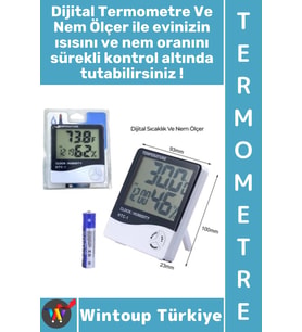 #Termometre Çocuk Bebek Odası Ev Nem Sıcaklık Ölçer Alarm Sabitleme Klipsli Pilli Dijital Termometre