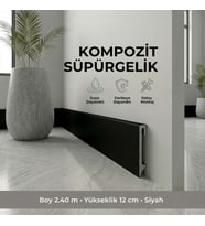 Espumo Kompozit Süpürgelik 12 cm Siyah  Suya Dayanıklı Parke Duvar Süpürgelik 2,40 m ESP506
