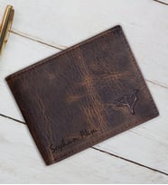 BK Gift Kişiye Özel İsimli Hakiki Deri Kahverengi Erkek Cüzdanı
