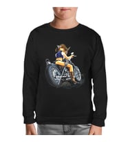 Motosiklet - Biker Girl Siyah Çocuk Sweatshirt