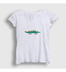 Presmono Kadın Beyaz Little Alligator Timsah T-Shirt 288501tt (Beyaz)