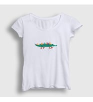 Presmono Kadın Beyaz Little Alligator Timsah T-Shirt 288501tt (Beyaz)