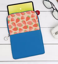 BK Gift Çilek Tasarımlı Taşınabilir Koruyucu Tablet Kılıfı & Organizer Çanta - Mavi-1