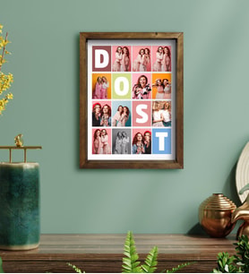 BK Gift Kişiye Özel Dost Temalı Doğal Masif Ahşap Çerçeveli Tablo 30x40cm-1