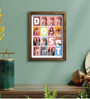 BK Gift Kişiye Özel Dost Temalı Doğal Masif Ahşap Çerçeveli Tablo 30x40cm-1