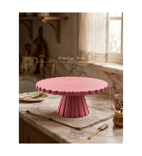 Kek Pasta Sunum Standı Cupcake Standı 24 cm Pembe