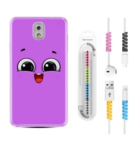 Samsung Note 3 4 5 8 9 20 Ultra 10 Lite Kılıf Kablo Koruma Spiral Silikon Purple Sweety 1717