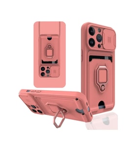 iPhone 14 Pro Max Kılıf Zuma Kartvizitli Yüzüklü Silikon - Pembe