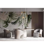 Salon Duvar Kağıdı Büyük Yapraklar ve Çiçekler