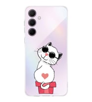 PrintiFy Samsung Galaxy A56 ile Uyumlu Kamera Korumalı Coolcat Tasarımlı Şeffaf  Silikon Kılıf