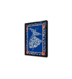 Semazen Koyu Mavi Çerçeveli Mdf Tablo