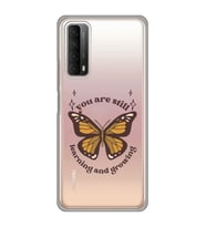 Huawei P Smart 2021 Uyumlu Kelebek Desenli Şeffaf Telefon Kılıfı