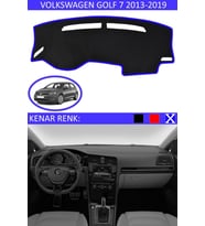 Volkswagen Golf 7 2013-2019 Için Uygun Torpido Koruma Halısı Siyah Kenar Renk Mavi