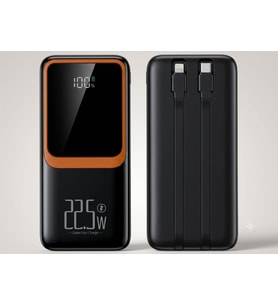 H32 10000 mah power bank PD 20W ve USB 22.5W FAST HIZLI ŞARJ DAHİLİ TYPE C VE LİGHTNİNG KABLOLU DÜNYA STANDARTLARINA UYGUN POLYMER BATARYA BİREBİR AMPER LCD GÖSTERGELİ POWERBANK (SİYAH)