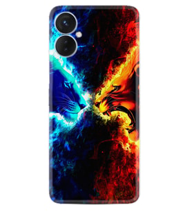 Tecno Spark 9T Kılıf Silikon Desen Özel Seri Red Blue Leon 1714