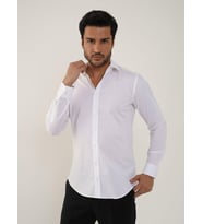 Dufy Beyaz Erkek Slim Fit Klasik Yaka Uzun Kol Gömlek - 103129