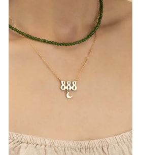 Kişiye Özel Melek Numarası Ay Charm Kolye 925K Gümüş (Gold)