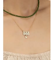 Kişiye Özel Melek Numarası Ay Charm Kolye 925K Gümüş (Gold)