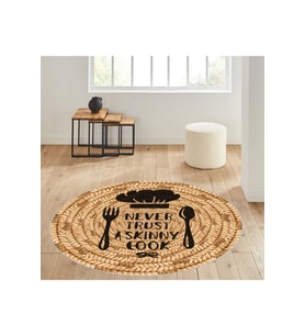 Eliana Home Baskılı, Yıkanabilir Kaymaz Taban Yuvarlak Halı LNA7058-SD330 120x120 cm (Kahverengi)