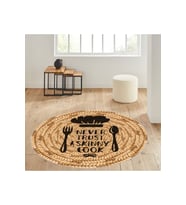 Eliana Home Baskılı, Yıkanabilir Kaymaz Taban Yuvarlak Halı LNA7058-SD330 120x120 cm (Kahverengi)