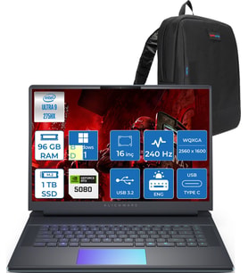 Dell Alienware 16 Area-51 AA16250 Ultra 9 275HX Ddr5 96GB 1tb SSD 16GB/RTX5080 175W 16INÇ Wqxga 240Hz 500NITS 3ms WINDOWS11HOME Gaming Laptop AA1625080H43+ZETTAÇANTA