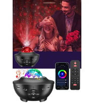 Quenlite OC-12 Bluetooth'lu LED Gökyüzü Işıkları Bulutsu Okyanus Dalgası Projektörü Eğlence Disko Parti