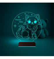 Luvivia Çocuk Odası Hediye Kedi Kedicik Tasarım Kişiye Özel 3D Lamba - Masa Gece Lambası