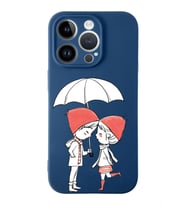 Apple iPhone 14 Pro Max Uyumlu Lansman Kılıf Aşk Tasarımlı İçi Kadife Kapak-Lacivert (Şeffaf)