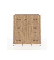 Kronos Dolap 12 Raflı 4 Çekmeceli 2 Askılı 220x59x243 Çam-Çam/Çam