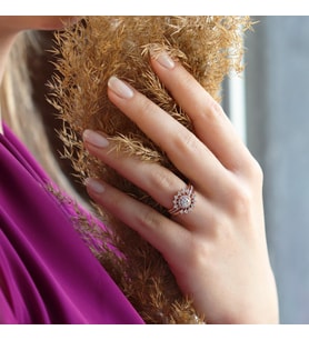 Star Cricle Rose Gold Kaplama Sky Diaomnd Yüzük