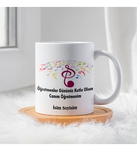 Öğretmenler Günü İçin Kişiye Özel Porselen Kupa Bardak - BY-KP-0000314 (Beyaz)