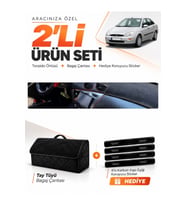 e-biz FORD FOCUS 1 (1998-2005) Uyumlu Torpido Örtüsü + Tay Tüyü Bagaj Çantası Seti - Siyah - FO009