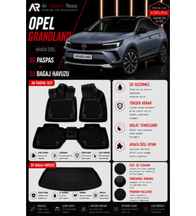 OPEL GRANDLAND X HYBRID D 2025-2026 Araca Özel 3D Paspas + 3D Bagaj Havuzu