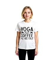 Kadın Yoga Kahve Baskılı Kısa Kollu Tişört %100 Pamuk Rahat Kesim Günlük Konforlu Modern Şık Zarif