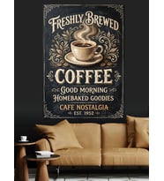 Freshly Brewed Kahve Tabelası Dekoratif Kanvas - Mdf Ahşap Tablo