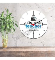 Computer Teacher Mavi Tasarım Duvar Saati