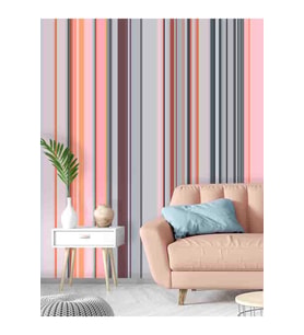 Dreamwall 3D Geometrik Çizgiler Desenli Silinebilir Tekstil Duvar Kağıdı (Pembe)