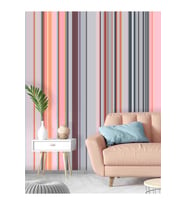 Dreamwall 3D Geometrik Çizgiler Desenli Silinebilir Tekstil Duvar Kağıdı (Pembe)