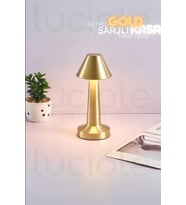 LED CT-8437 RETRO Gold Şarjlı Dokunmatik Masa Lambası - 3 Renk Ayarlı, Dim Edilebilir