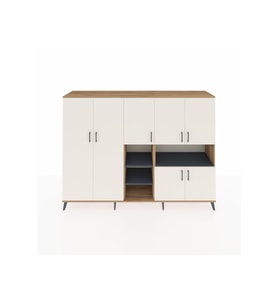 Hyperion Dolap 13 Raflı 7 Kapaklı 220x44x163 Çam-Aytaşı/Antrasit