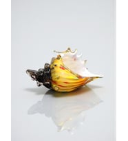 Murano Cam Renkli Deniz Kabuğu Dekoratif Obje 13×23 cm (Sarı)