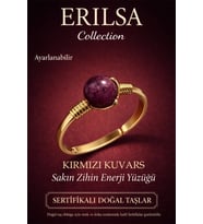 Sertifikalı Sakin Zihin Enerji Yüzüğü – Kırmızı Kuvars Taşı Ayarlanabilir Gold İnce Koç Aslan Burcu (Çok Renkli)