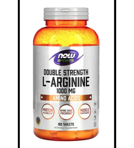 NOW  Double Strength L-Arginine, 1,000 mg, 180 Tablet.Usa Menşei.OZELSPORCUGIDALARIN'DAN.3841 (Renksiz)