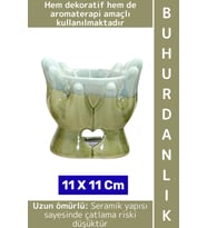 Dekoratif Hediye Aromaterapi Meditasyon Tütsülük Çok Şık Seramik El Tasarımlı Buhurdanlık 11 X 11 Cm