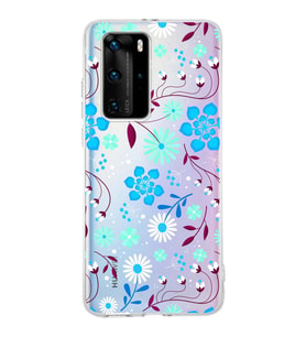 Huawei P40 Pro Uyumlu Kapak Flowers Tasarımlı Şeffaf Silikon Kılıf