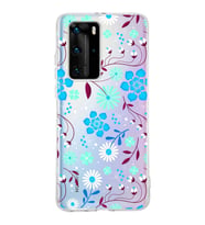 Huawei P40 Pro Uyumlu Kapak Flowers Tasarımlı Şeffaf Silikon Kılıf